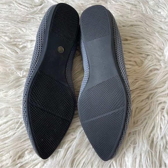 All Black Footwear Gray Mesh Pointes Toe Ballet Flat Comfort Shoes EUC Size 38 - Picture 2 of 10